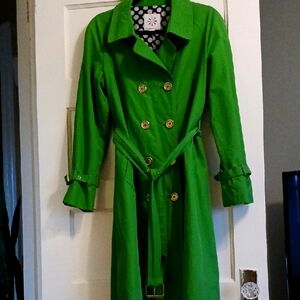 Green Double-Breasted Trench Coat
